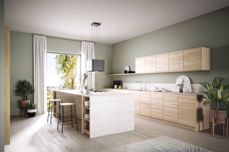 Cuisine bois avec îlot central sur Avignon dans le Vaucluse 