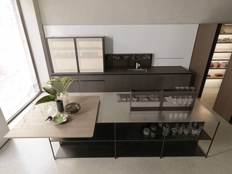 Cuisine moderne sur-mesure avec îlot central à Biarritz