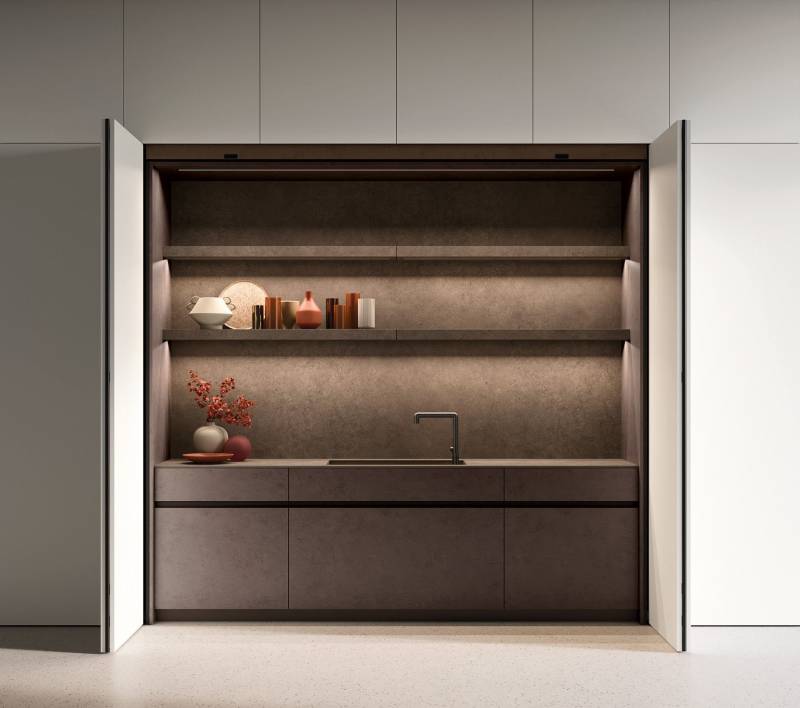 Cuisine haut de gamme blanche et marron en Provence-Alpes-Côte-d'Azur